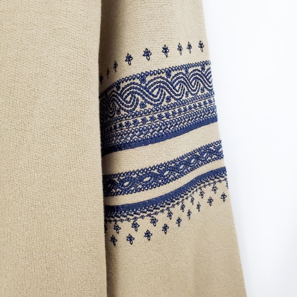 J.Crew Embroidered Sleeve Tan Sweater - Picture 3 of 5